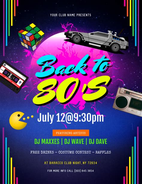 A range of 80s flyer templates available for download