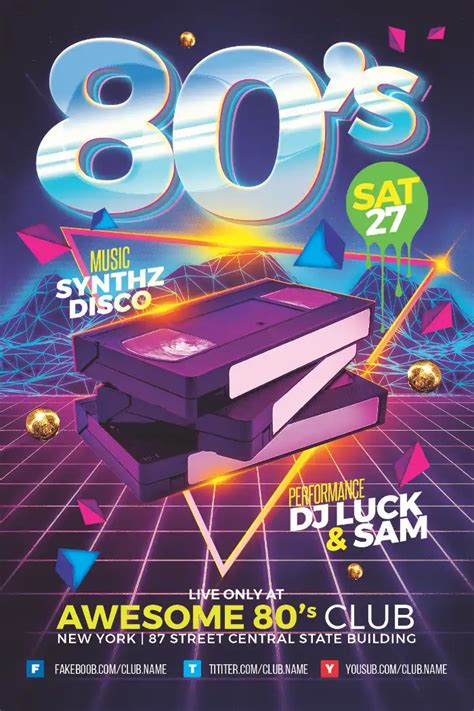 A range of 80s flyer templates available for download