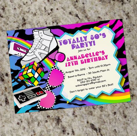 80s Theme Party Invitation Template 3