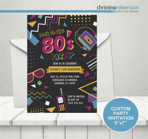 80s Themed Birthday Party Invitations