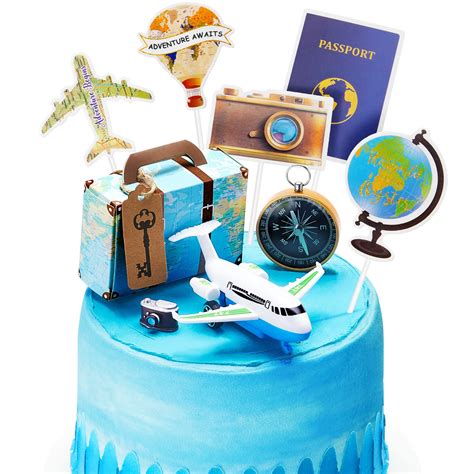 80th birthday cake topper travel themed