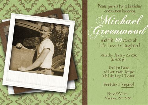 80th birthday invitation ideas with photos