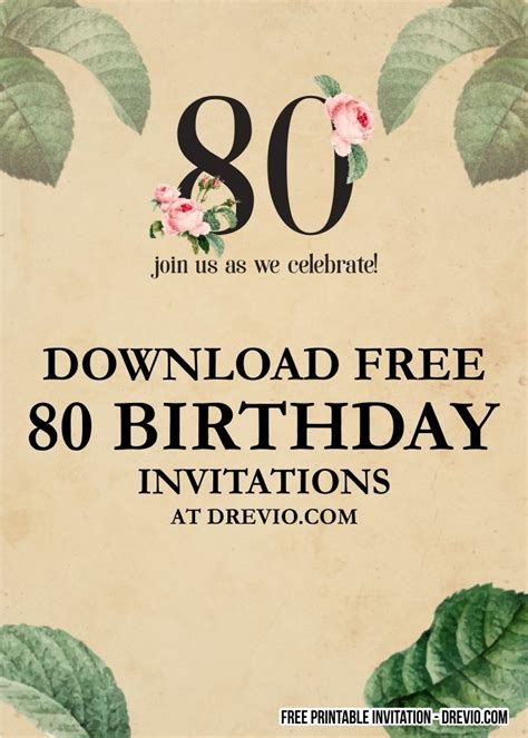 80th Birthday Invitation Template 5