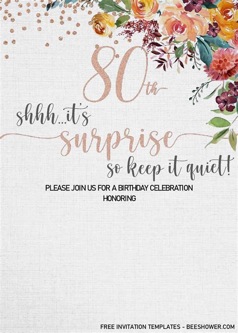 80th Birthday Invitation Template 8