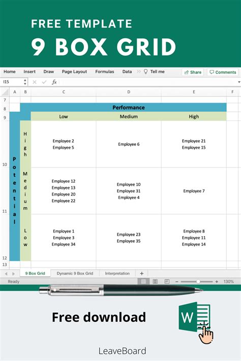 9 Box Template Excel