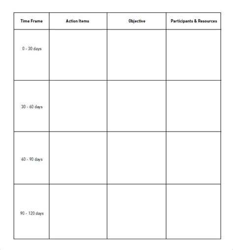 90-day plan excel template