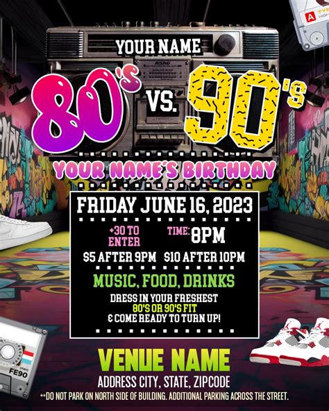 90s Party Invitation Templates