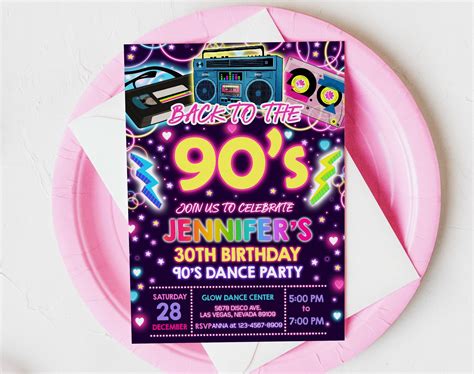 90s birthday party invitations