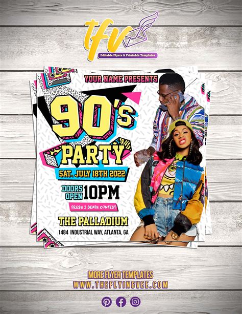 90s party flyer templates