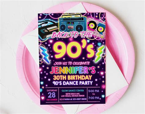 90s themed party invitations