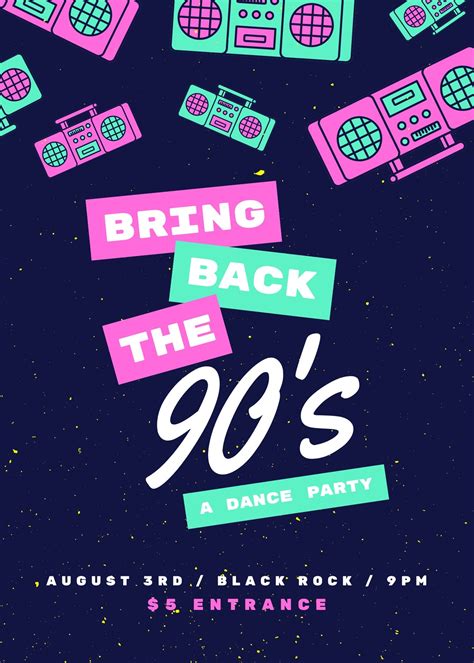 A flyer template with a 90s video games-inspired design