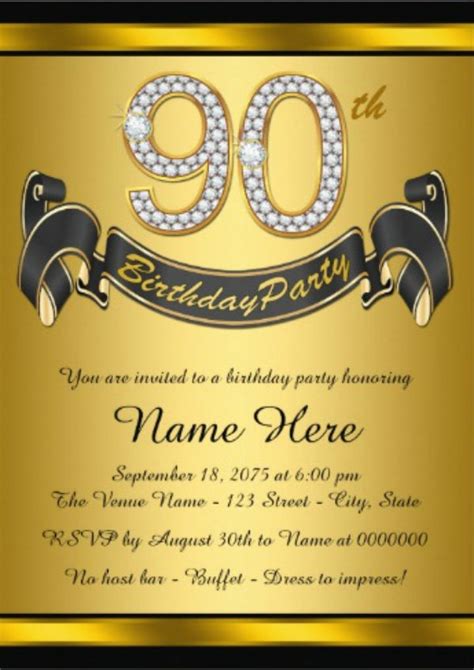 90th Birthday Invitation Template 1