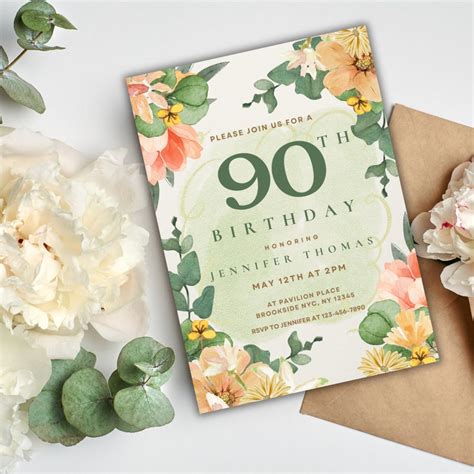 90th Birthday Invitation Template 1