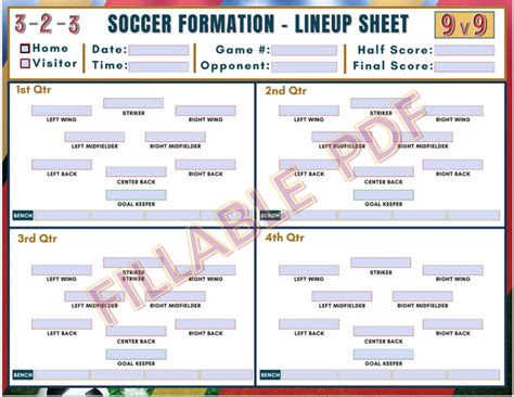 9v9 Soccer Lineup Template 1