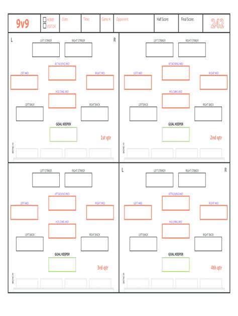 9v9 Soccer Lineup Template 3