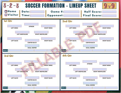 9v9 Soccer Lineup Template 7