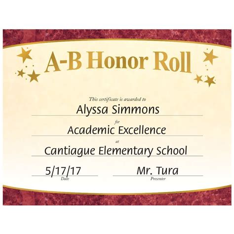 A-B Honor Roll Certificate Printables Designs