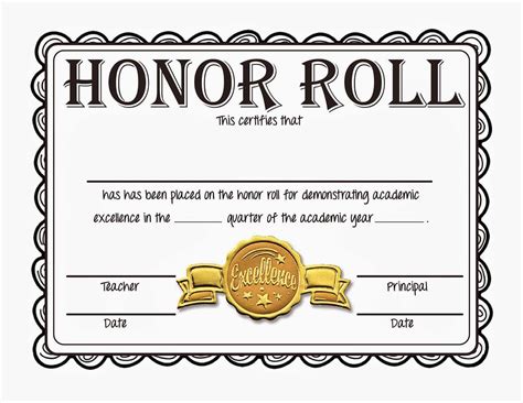 A-B Honor Roll Certificate Printables Example 7