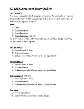 AP Lang Argument Essay Template