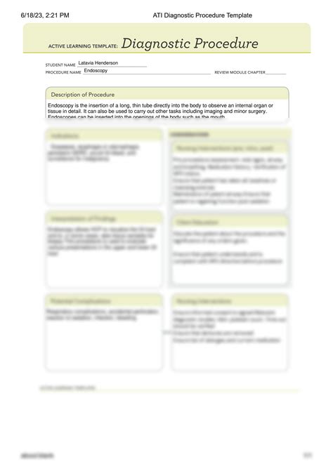 ATI Diagnostic Procedure Template