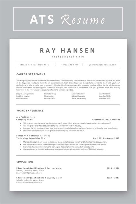 ATS Resume Template Canva Example 1