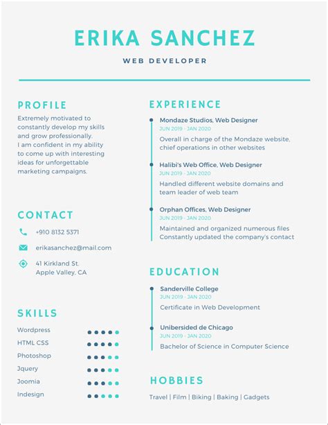 ATS Resume Template Canva Example 3