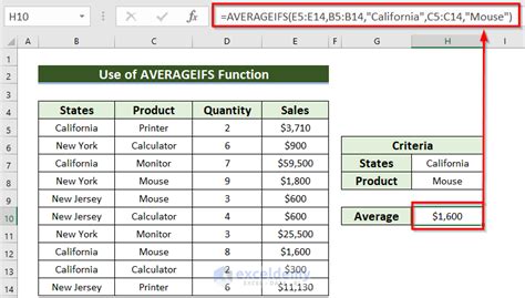 Using Multiple Criteria with AVERAGEIFS