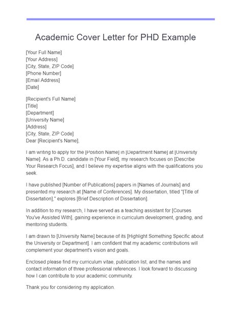 Academic Cover Letter Template