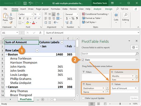 Adding Fields to a Pivot Table