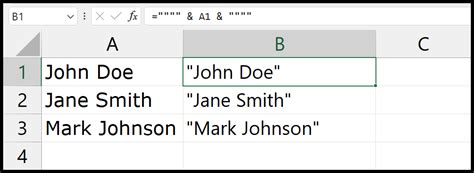 Adding quotes around text in Excel