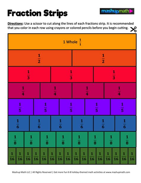 Advanced Fraction Strips Printable