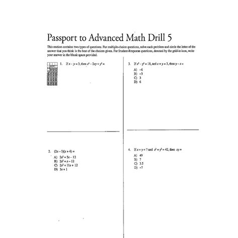 Advanced Math Practice Test