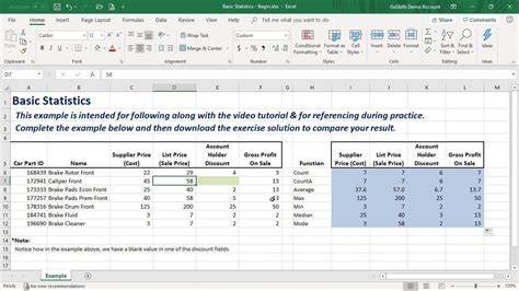 Advanced Summary Statistics in Excel