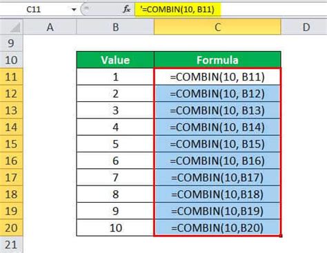 Advanced Topics in Combin Formula In Excel