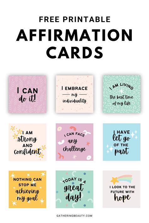 Affirmation Cards Printable for Daily Inspiration