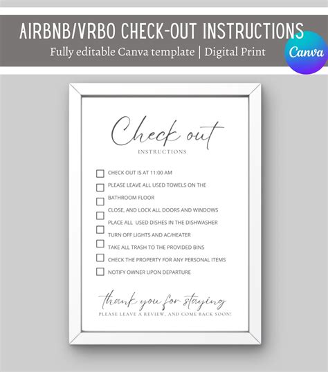 Airbnb check-out procedures template example