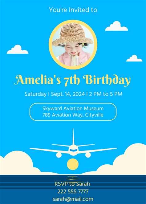 Airplane Invitation Template 6