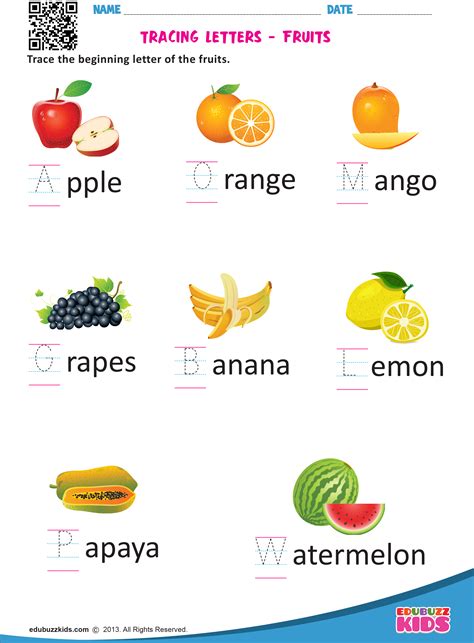 Alphabet Tracing with Fruits