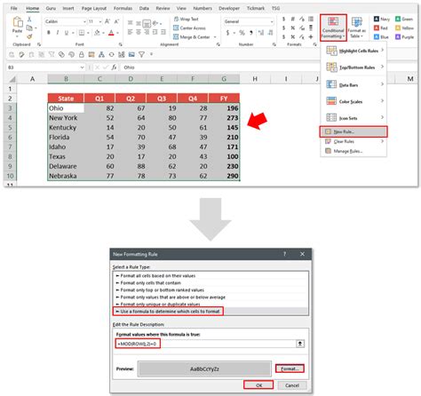 Alternate Row Color Conditional Formatting