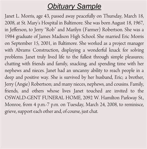 Altoona Obituary Examples