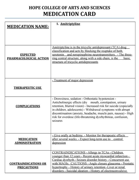 Amitriptyline Medication Template 10