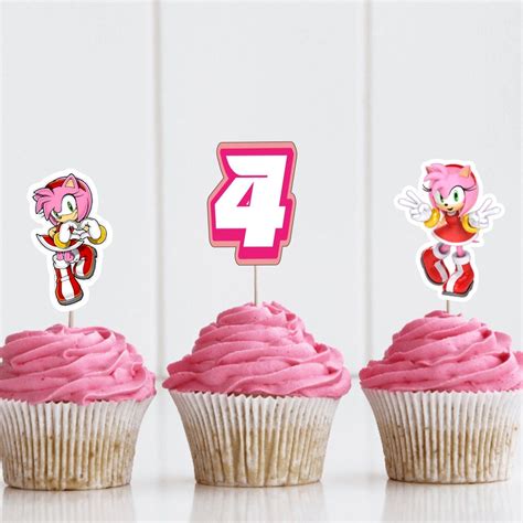 Amy Rose Sonic Cupcake Toppers