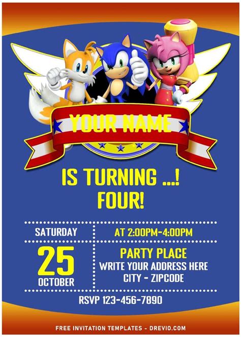 Amy Rose Sonic Party Invitations