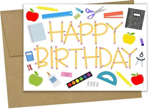 Apple Teacher Birthday Card