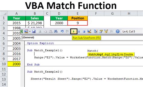 Application Match Function Excel VBA Examples