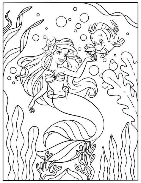 Ariel Printable Coloring Pages for Older Kids