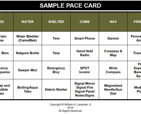 Army Pace Plan Example