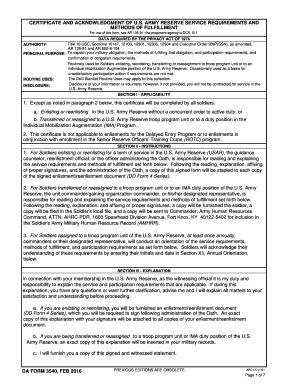 Army Reserve Service Requirements