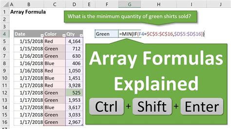 Description of Array Formulas