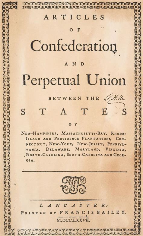 Description of Articles of Confederation History